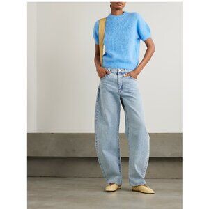 DÔEN Hearst Cropped Alpaca-Blend Sweater / Medium / Seashore Blue Short Sleeve